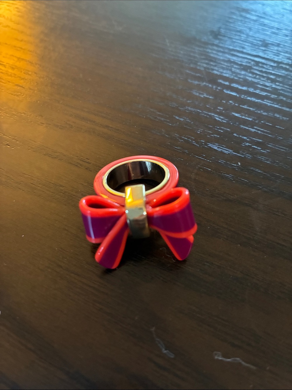 Marc By Marc Jacobs Hot Pink and Red Bow Charm Ring